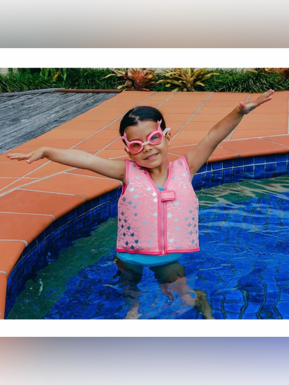 Coconut Grove Sunnylife, Girls Swim Float Vest Pearl the Mermaid, Pink 2-3 Years